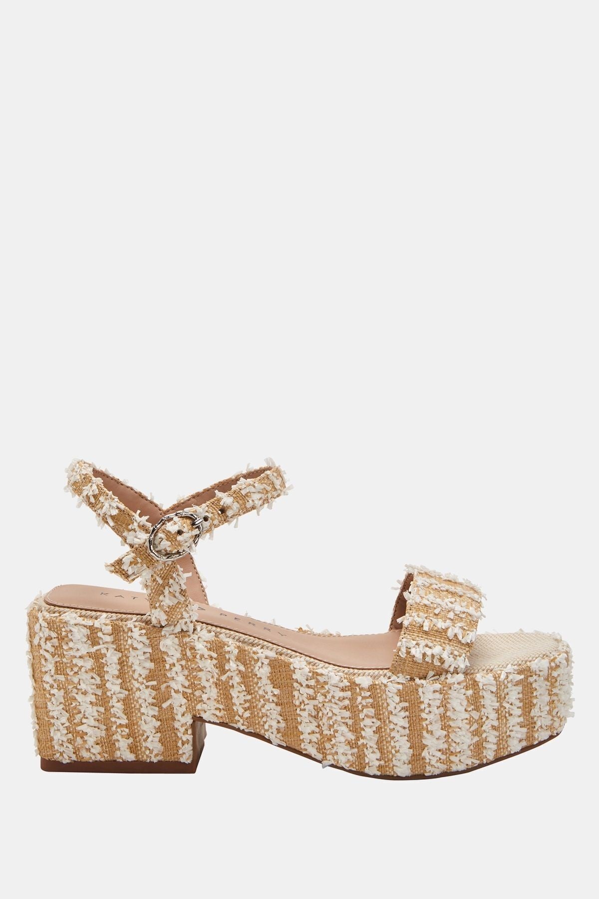 The Busy Bee Kadın Beyaz Hasır Platform Topuklu Sandalet