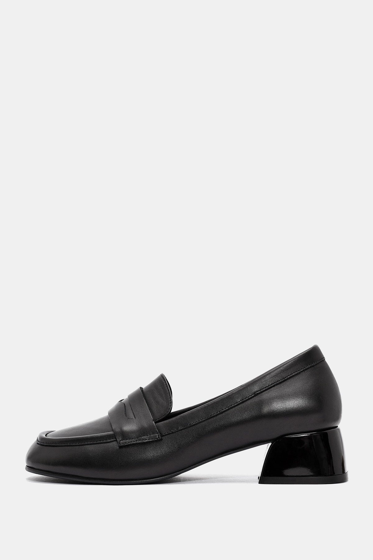 Venüs Kadın Siyah Gerçek Deri Topuklu Loafer