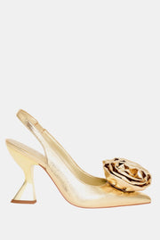 The Laterr Hıgh Kadın Altın Çiçek Detaylı Topuklu Ayakkabı