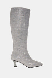 The Zaharrah Kadın Gümüş Taşlı Topuklu Çizme