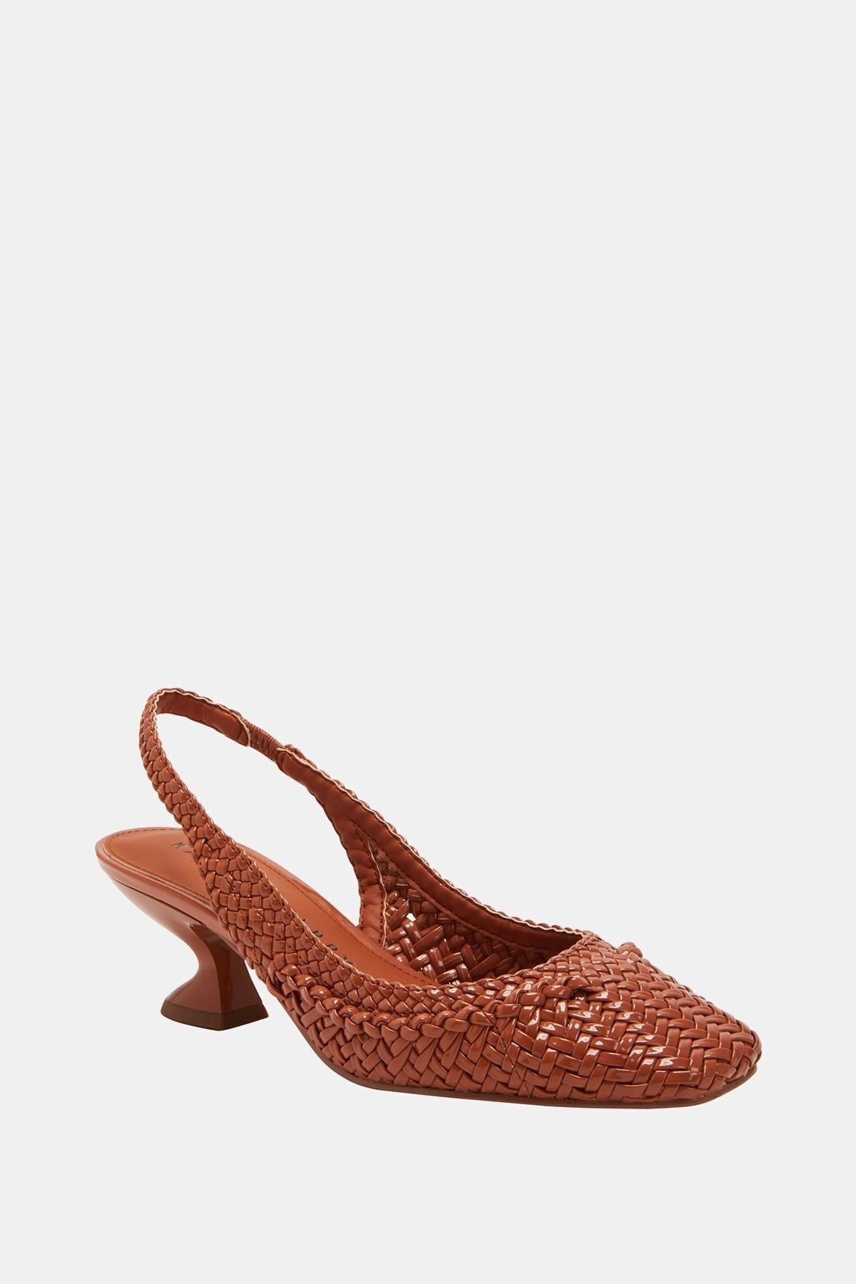 The Laterr Woven Damen Braune Bast-Schuhe mit Metallabsatz