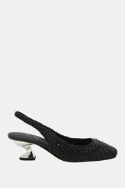 The Laterr Woven Kadın Siyah Hasır Metal Topuklu Ayakkabı