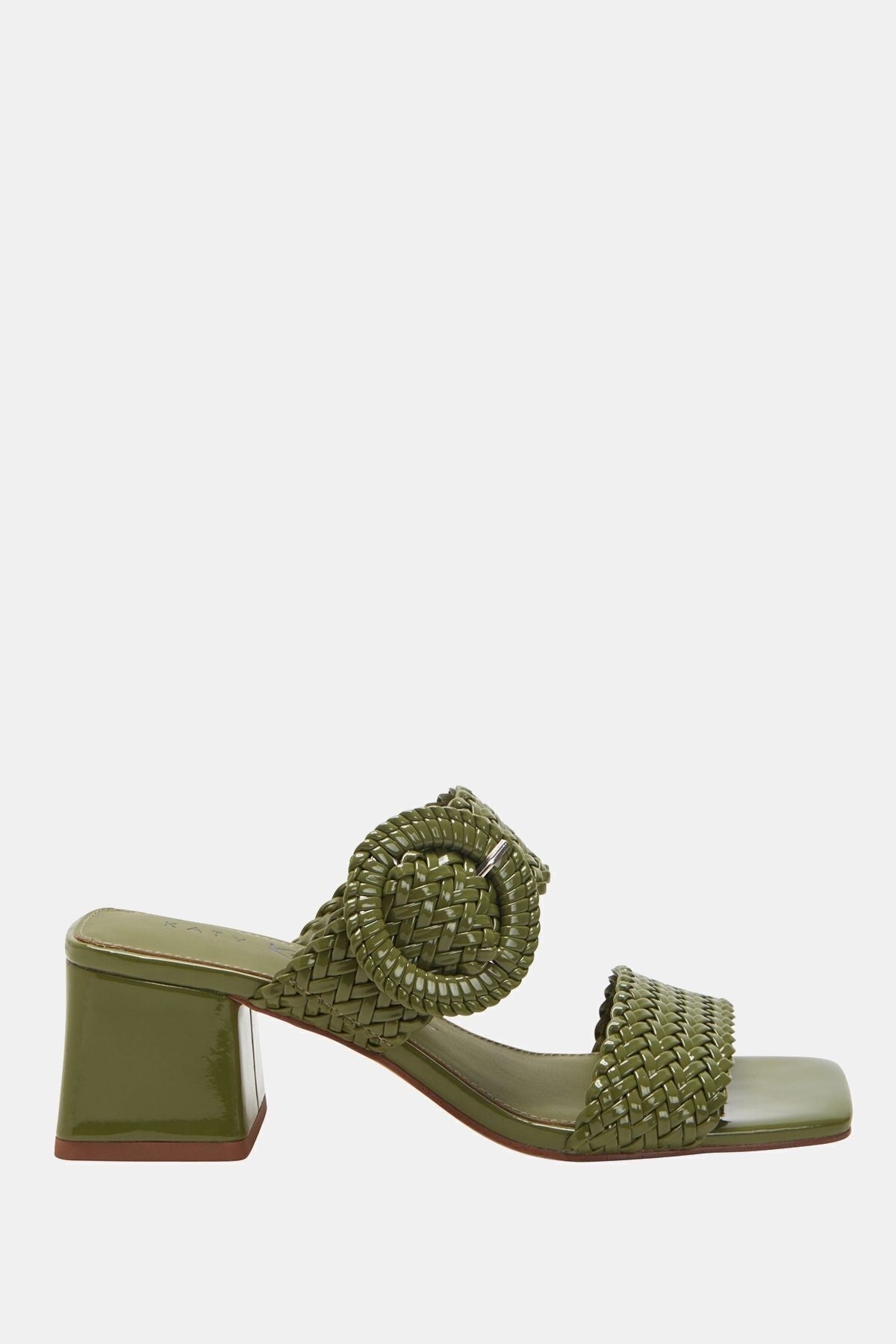 The Gemm Woven Kadın Yeşil Topuklu Terlik