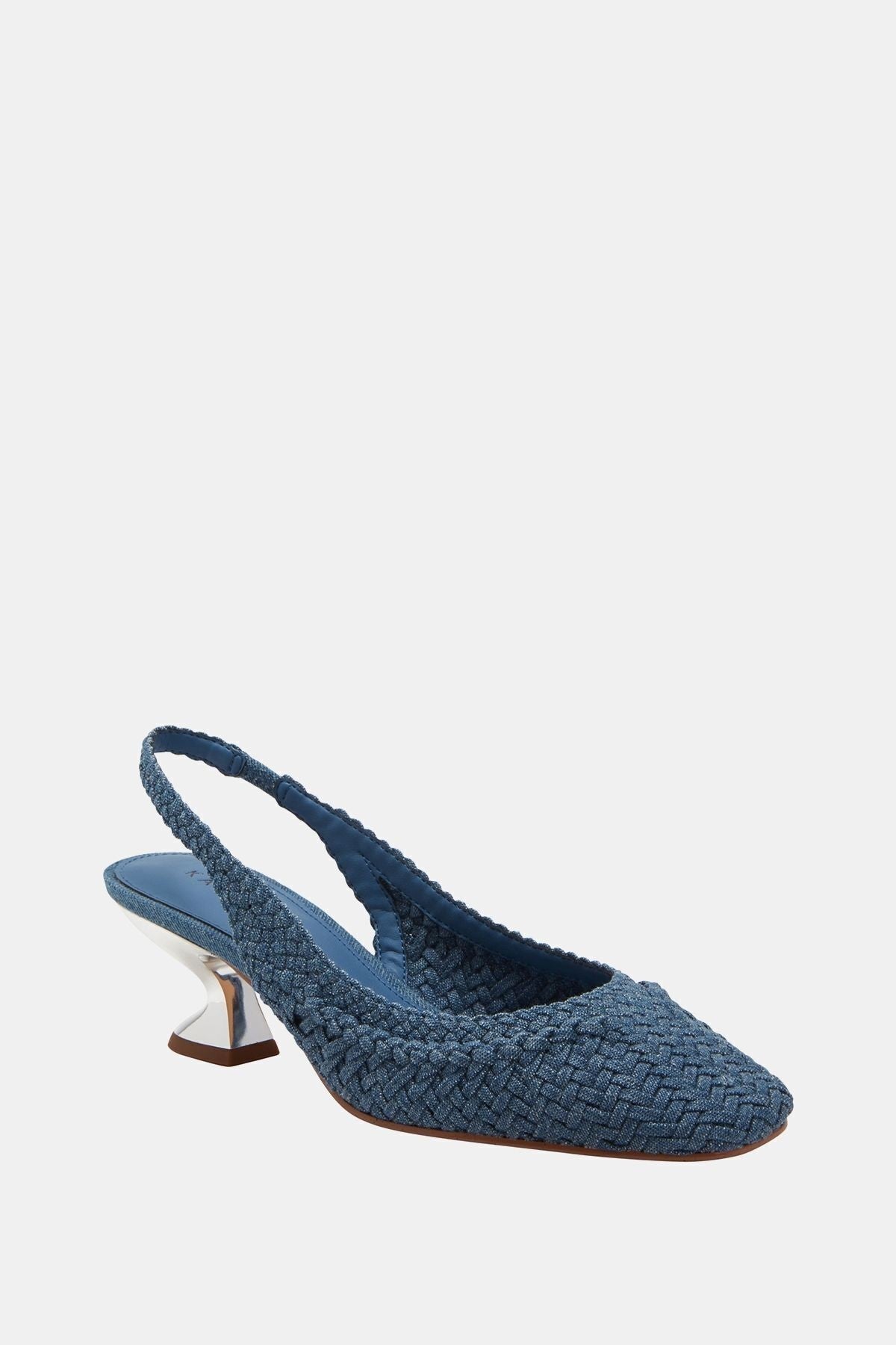 The Laterr Woven Kadın Mavi Hasır Metal Topuklu Ayakkabı