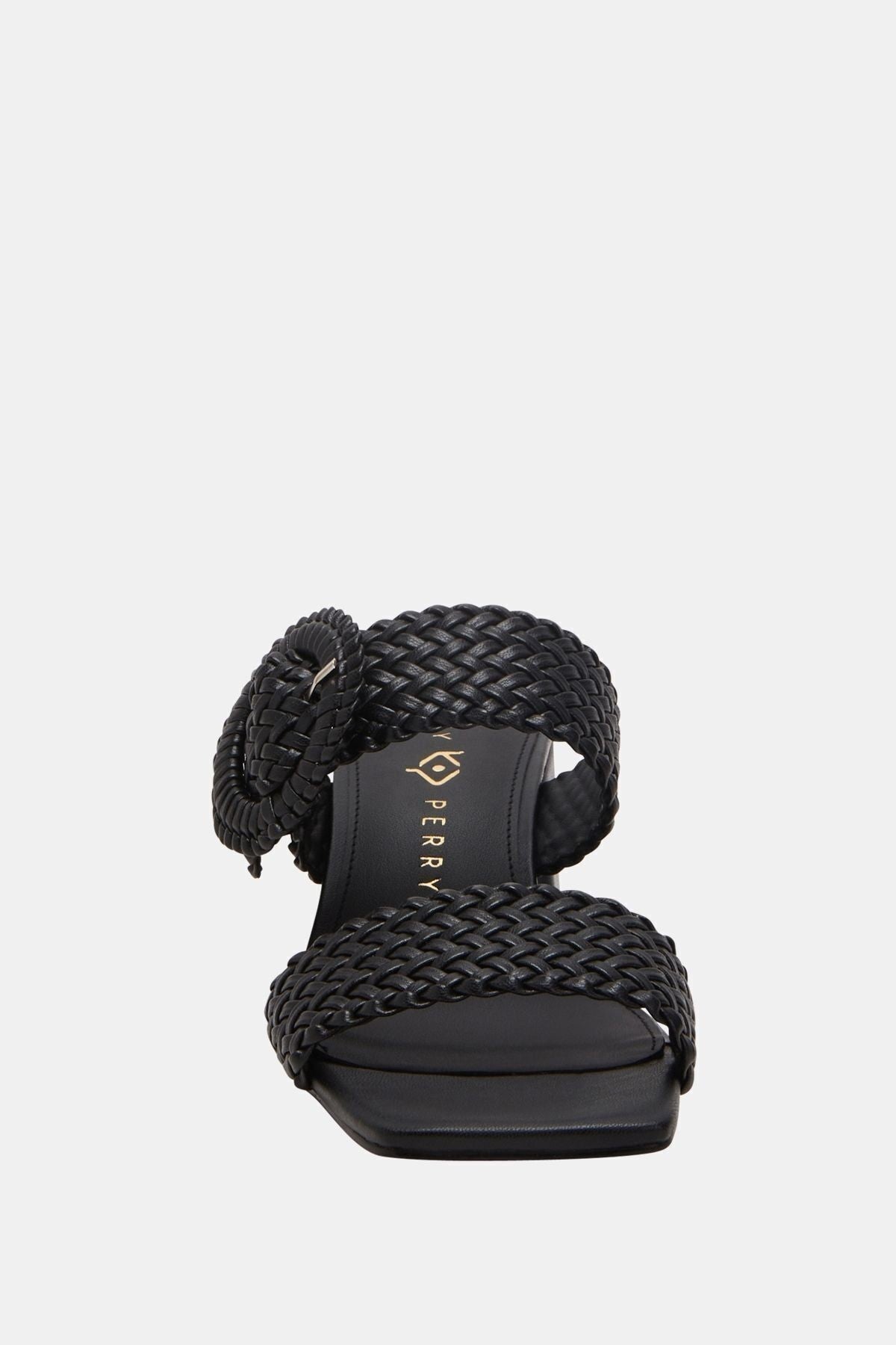 The Gemm Woven Kadın Siyah Topuklu Terlik