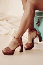 The Steady Ankle Strap Kadın Siyah Hasır Topuklu Sandalet