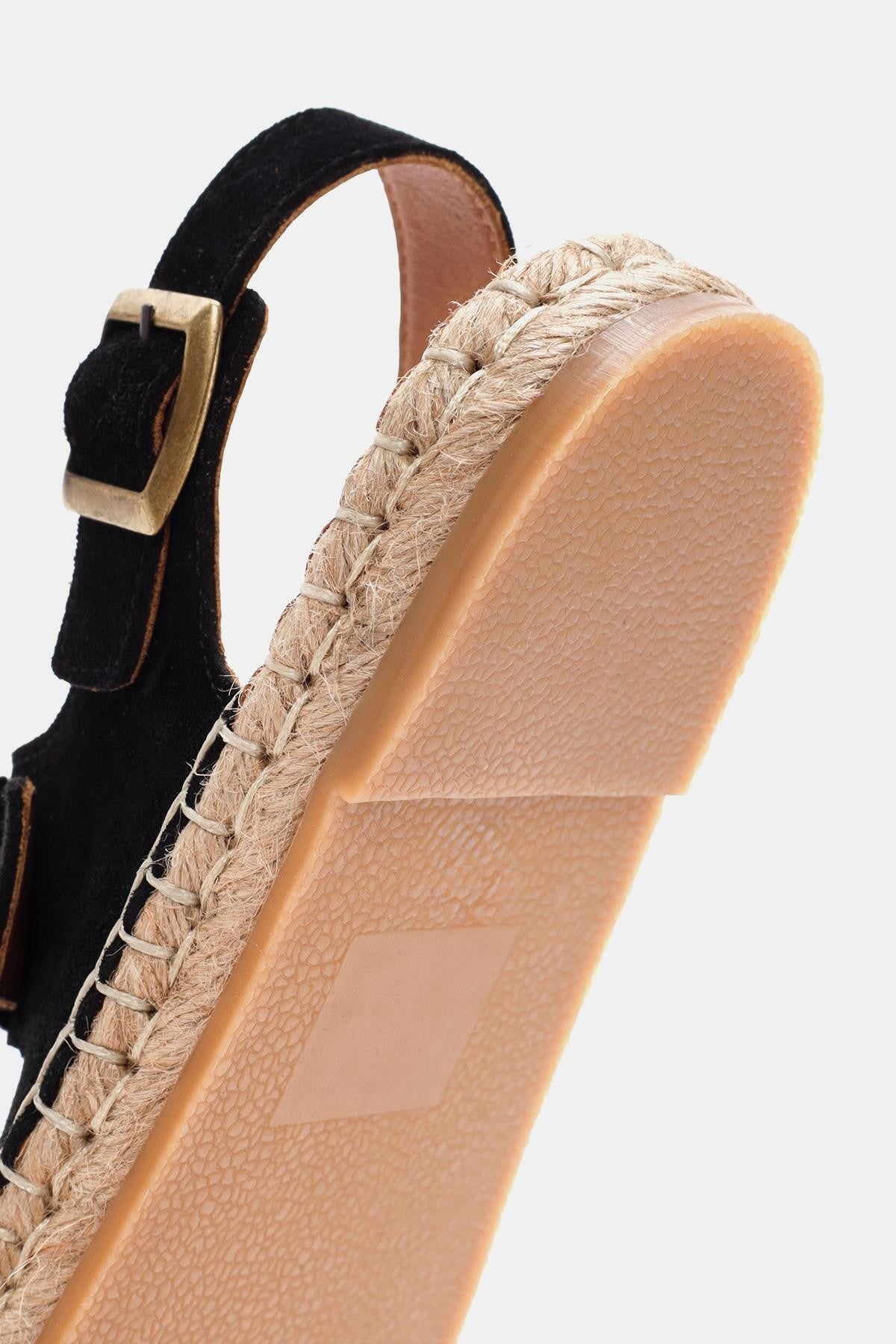 Mary Kadın Siyah Gerçek Süet Deri Espadril Sandalet