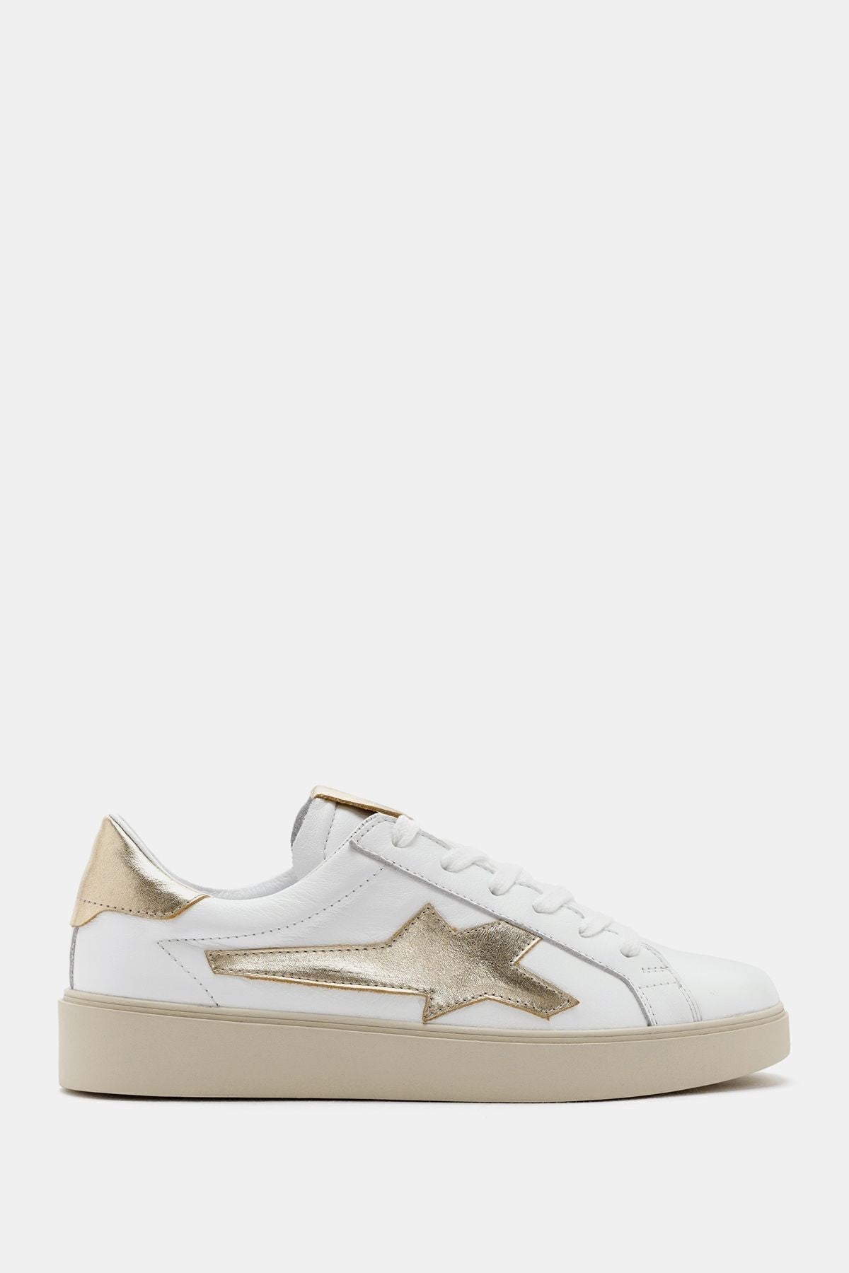 Louie Kadın Beyaz Gold Gerçek Deri Sneaker