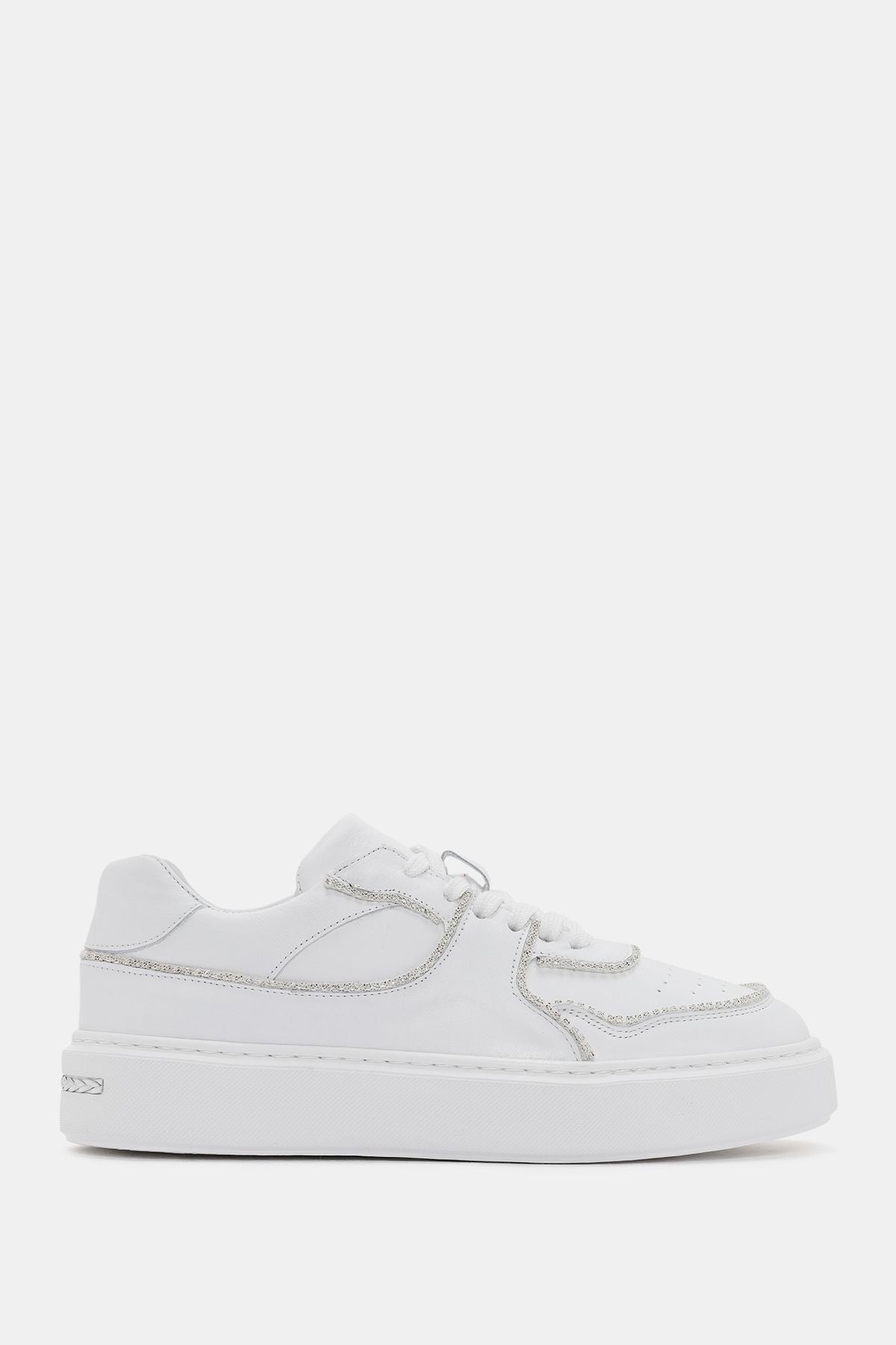 Skype Kadın Beyaz Taş Detaylı Gerçek Deri Sneaker
