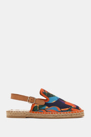 Rozelin Kadın Hakiki Deri & Desenli Tekstil Espadril Sandalet