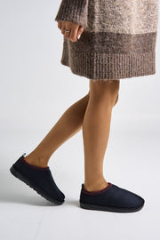 Stella Kadın Siyah Süet Dikiş Detaylı Ev Terliği