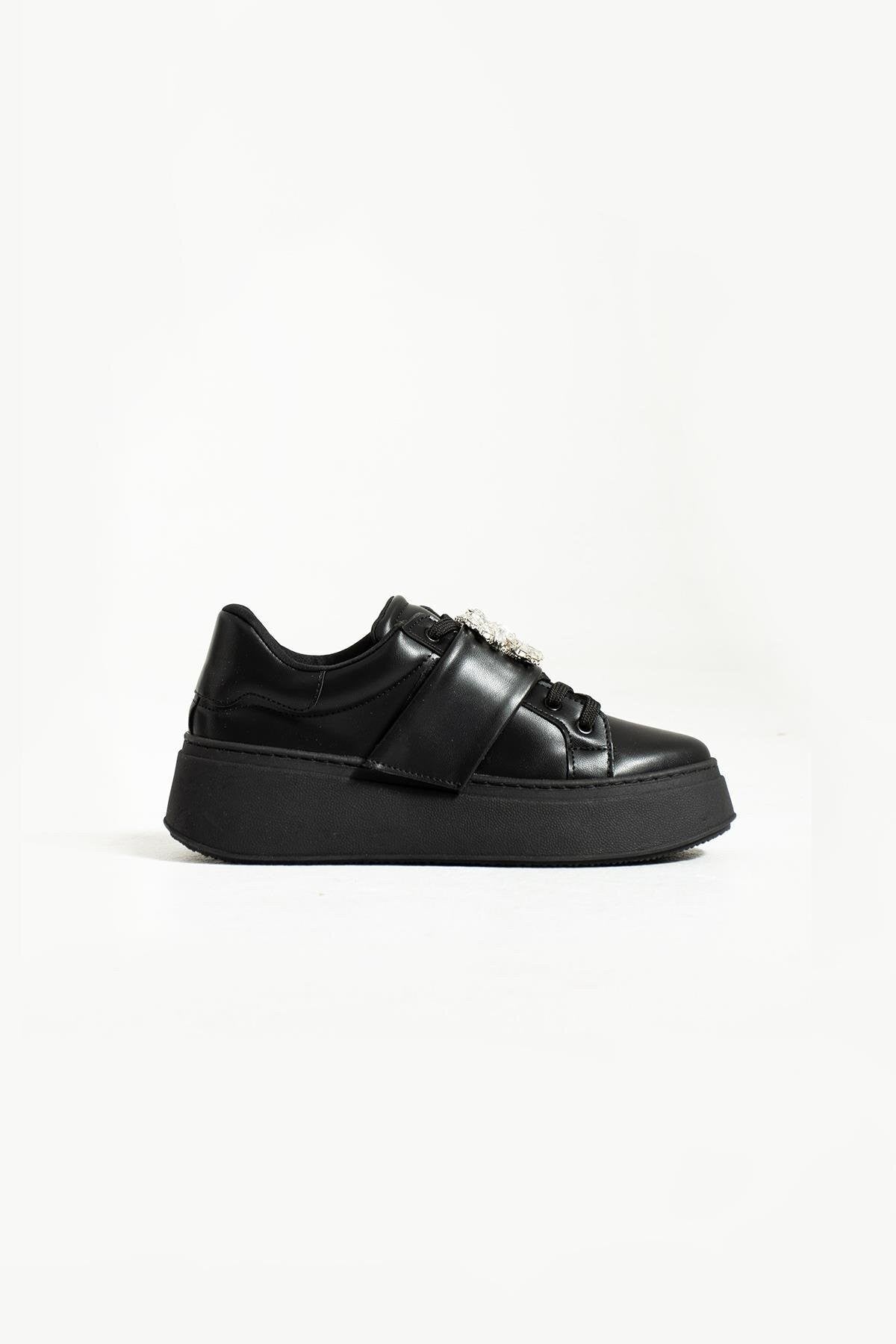 STONES SCHWARZE DAMEN-SPORTSCHUHE MIT KLETTVERSCHLUSS UND STEINDETAILS