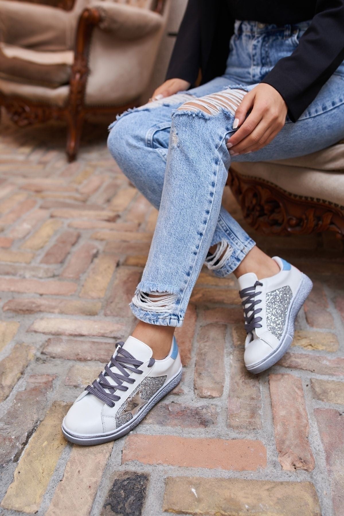 Zuma Vintage Basic Weiß/Silber Damen Sneaker