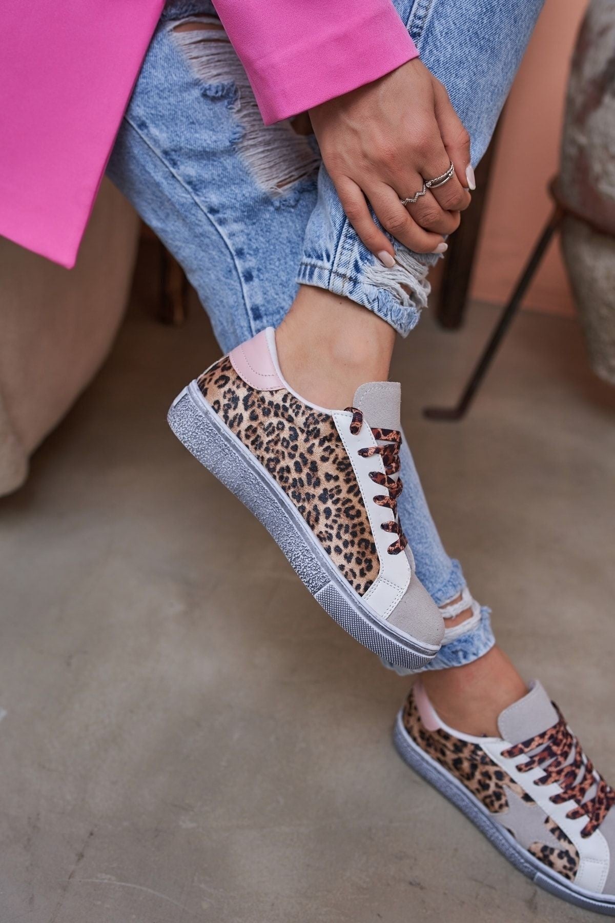 Zuma Used-Look Basaltgrau/Leopardenmuster Damen-Sneaker