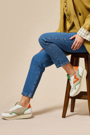 Lessa Kadın Gerçek Deri Beyaz Turuncu Sneaker