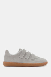 Knola Kadın Gri Gerçek Süet Deri Bantlı Sneaker