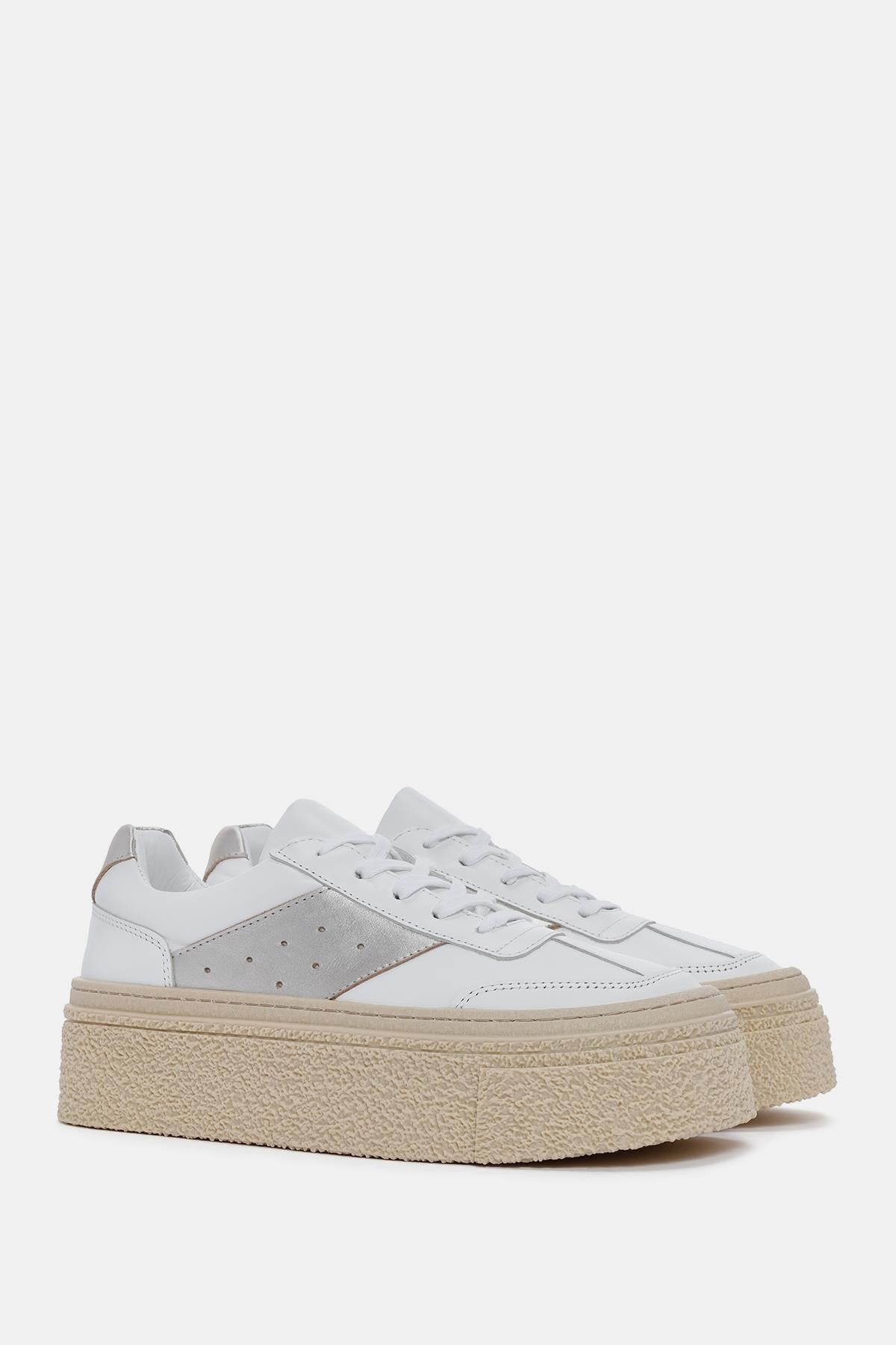 Alves Kadın Beyaz/Rose Gerçek Deri Sneaker