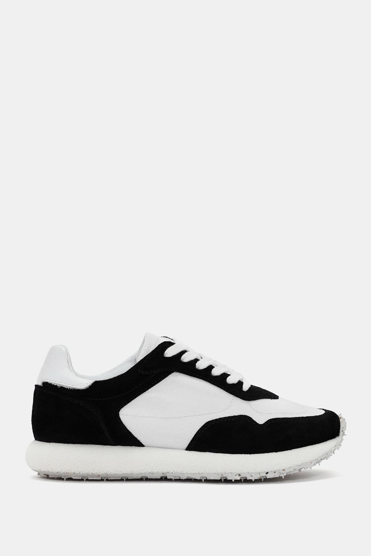 Jones Kadın Siyah Beyaz Gerçek Süet Deri Sneaker