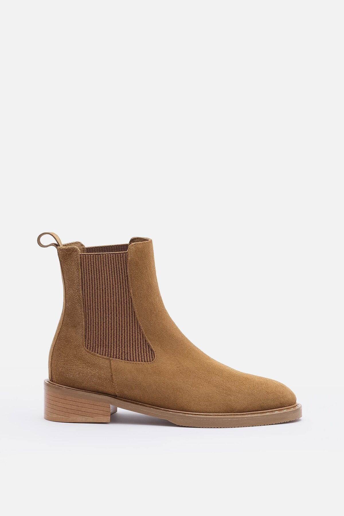 Ados Kadın Taba Süet %100 Gerçek Süet Deri Lastikli Bot