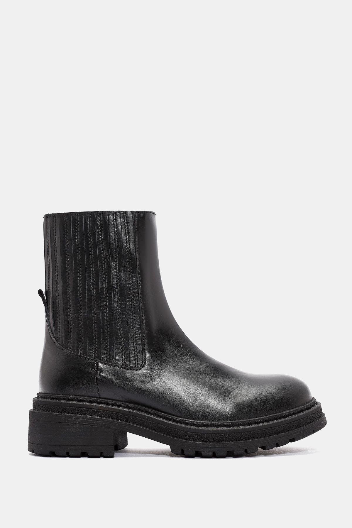 Dina Kadın Siyah Gerçek Deri Chelsea Bot