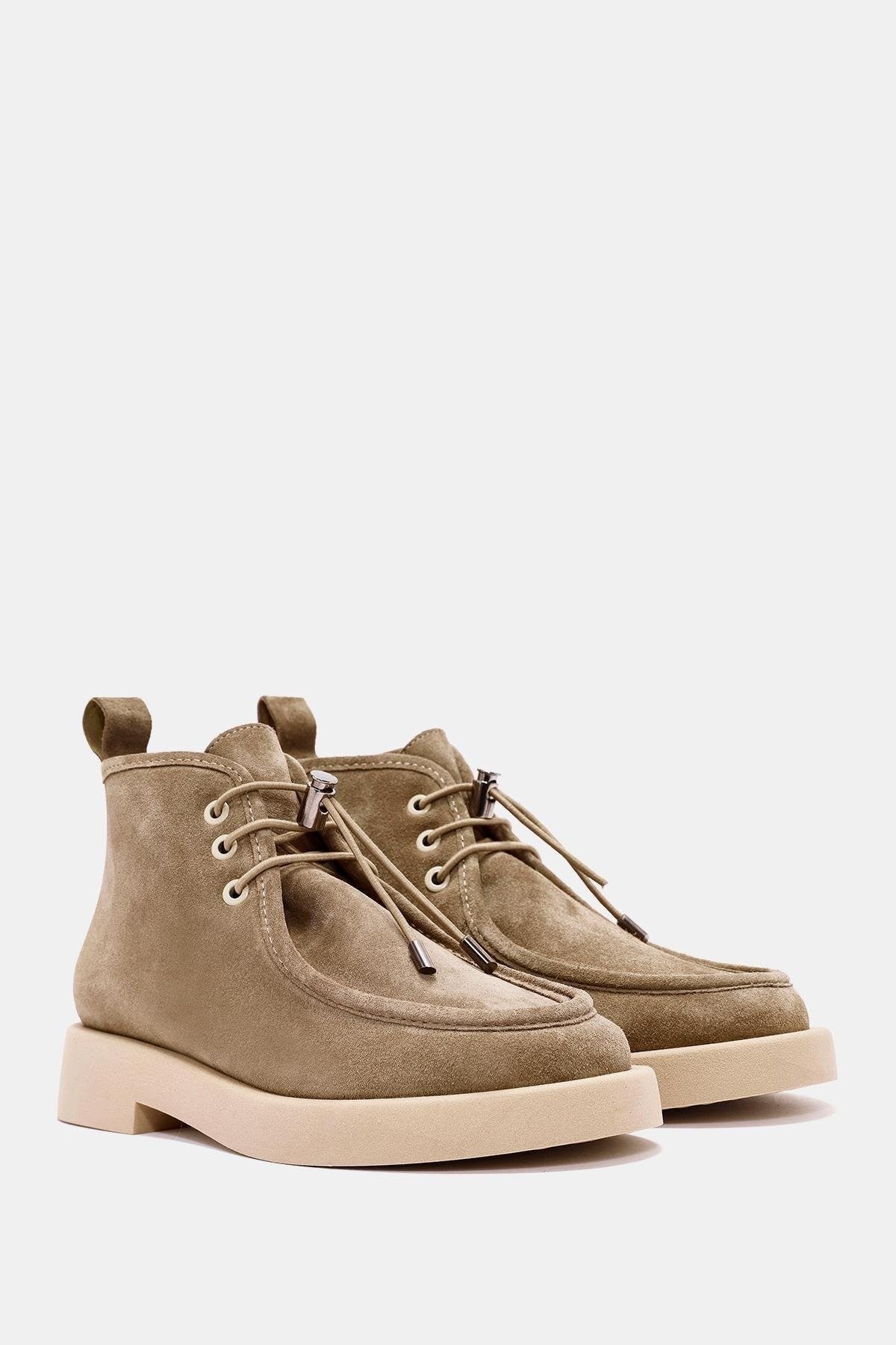 Baley Kadın Bej Gerçek Süet Deri Bot