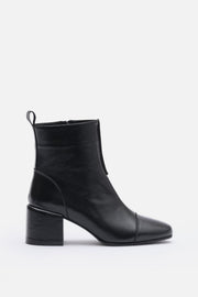 Bestyle NYX Hakiki Deri Siyah Fermuarlı Topuklu Bot