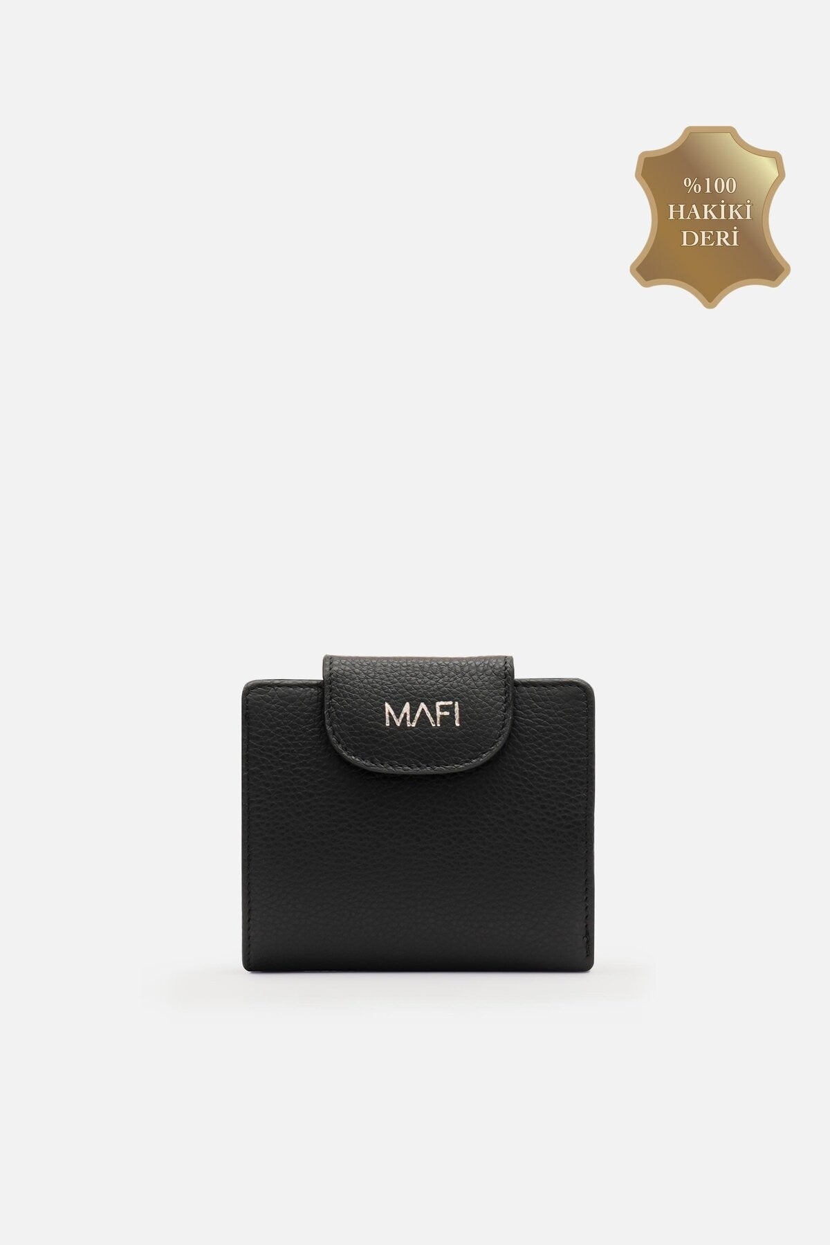 %100 Gerçek Deri Nomed %100 Doğal Siyah Deri Kompakt Cüzdan – 11×10 cm