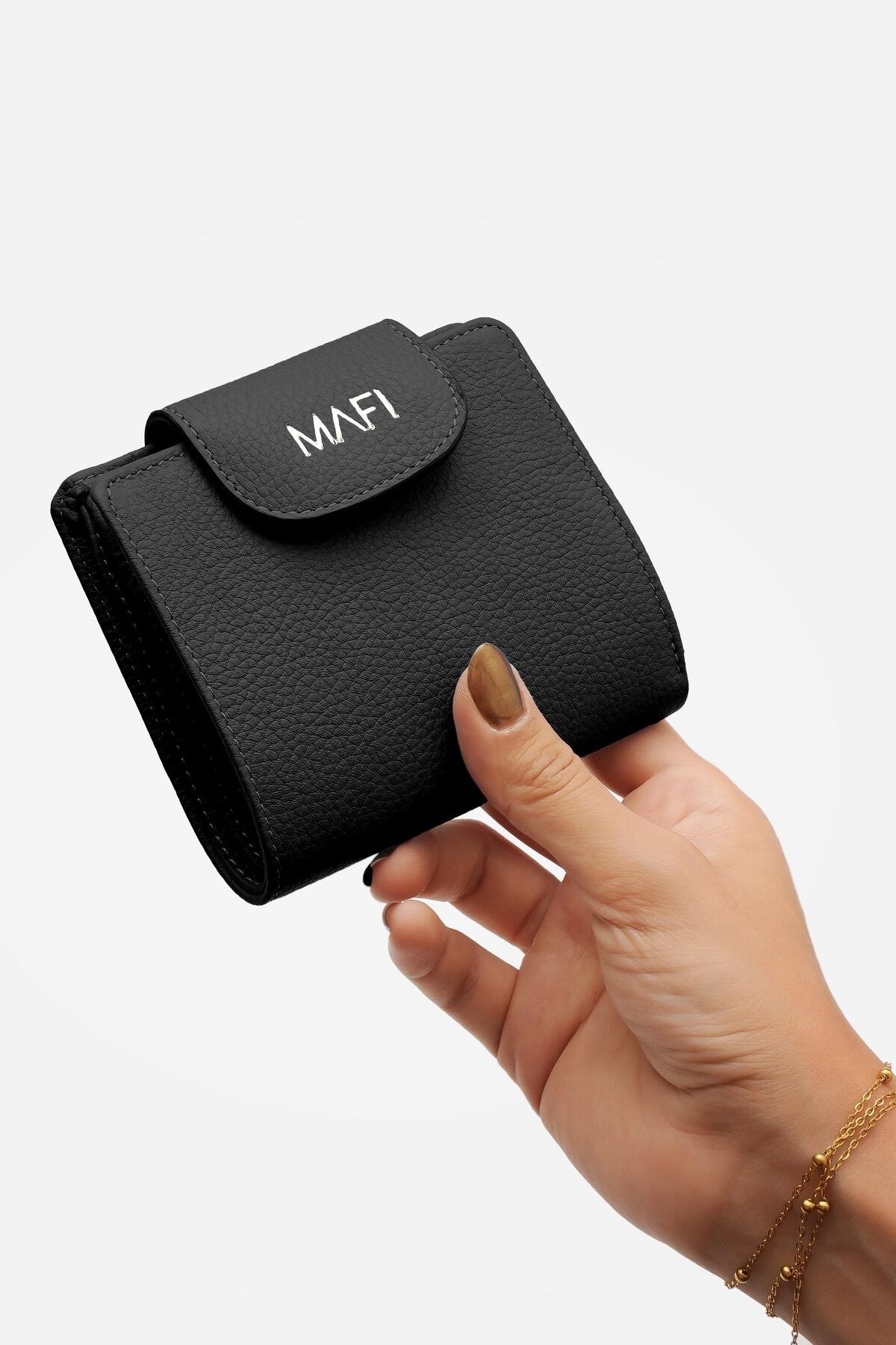 %100 Gerçek Deri Nomed %100 Doğal Siyah Deri Kompakt Cüzdan – 11×10 cm