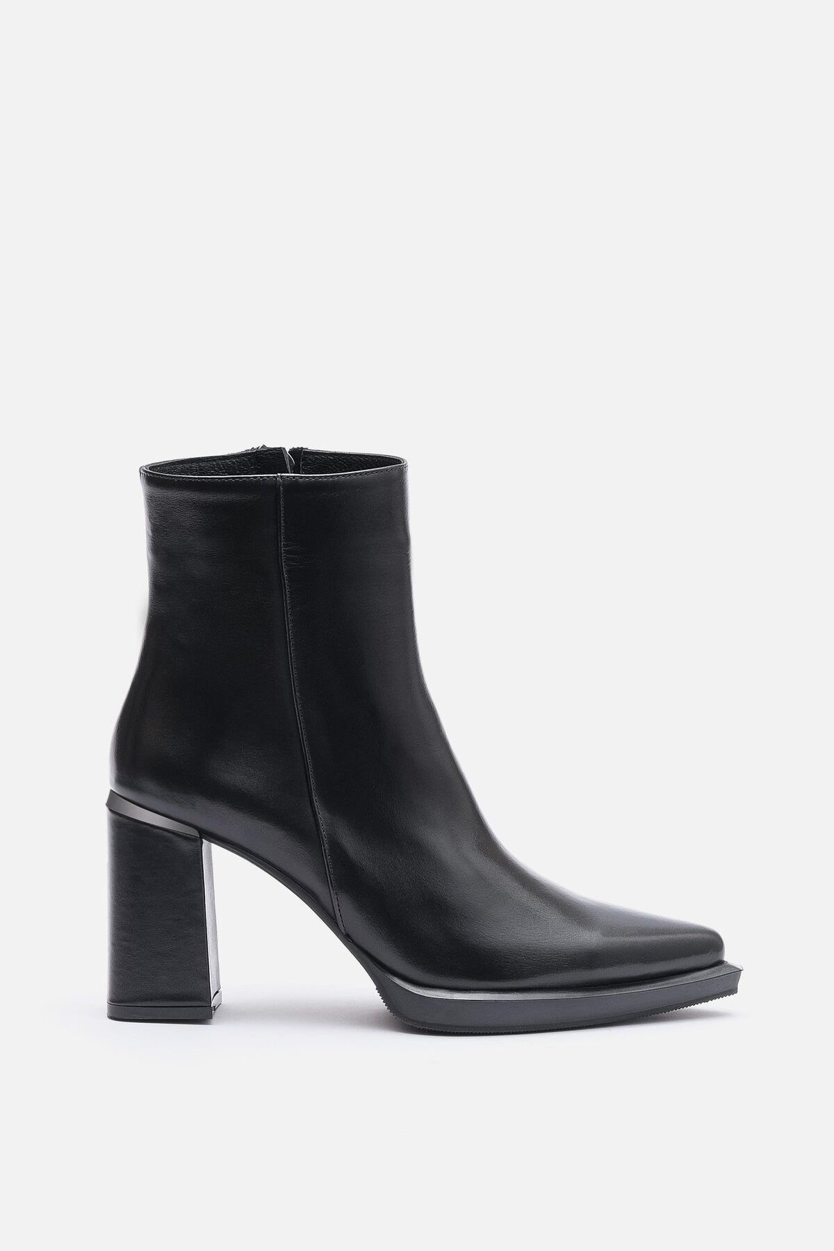 Ludo Kadın Siyah Gerçek Cilt Deri Topuklu Bot