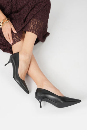 Classico Series Gerçek Dana Derisi Siyah Stiletto