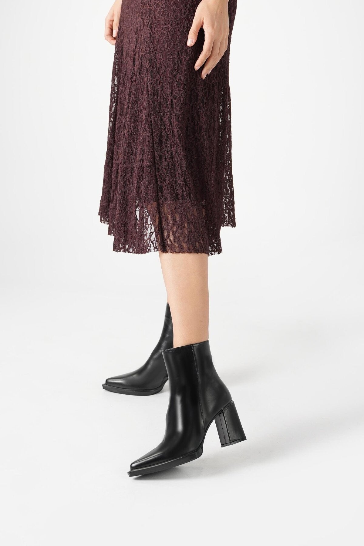 Ludo Kadın Siyah Gerçek Deri Topuklu Bot