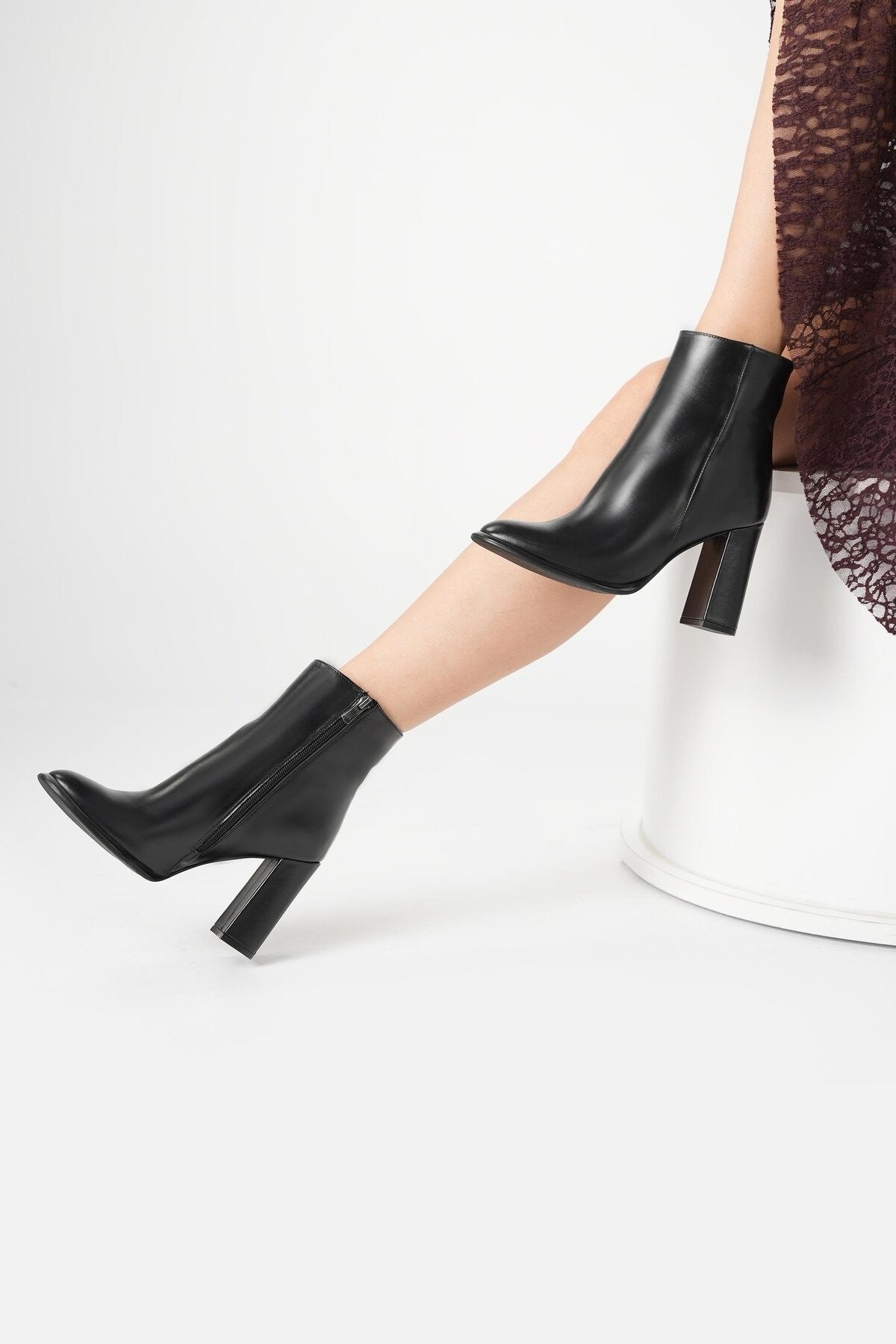 Lukka Kadın Siyah %100 Gerçek Deri Topuklu Bot