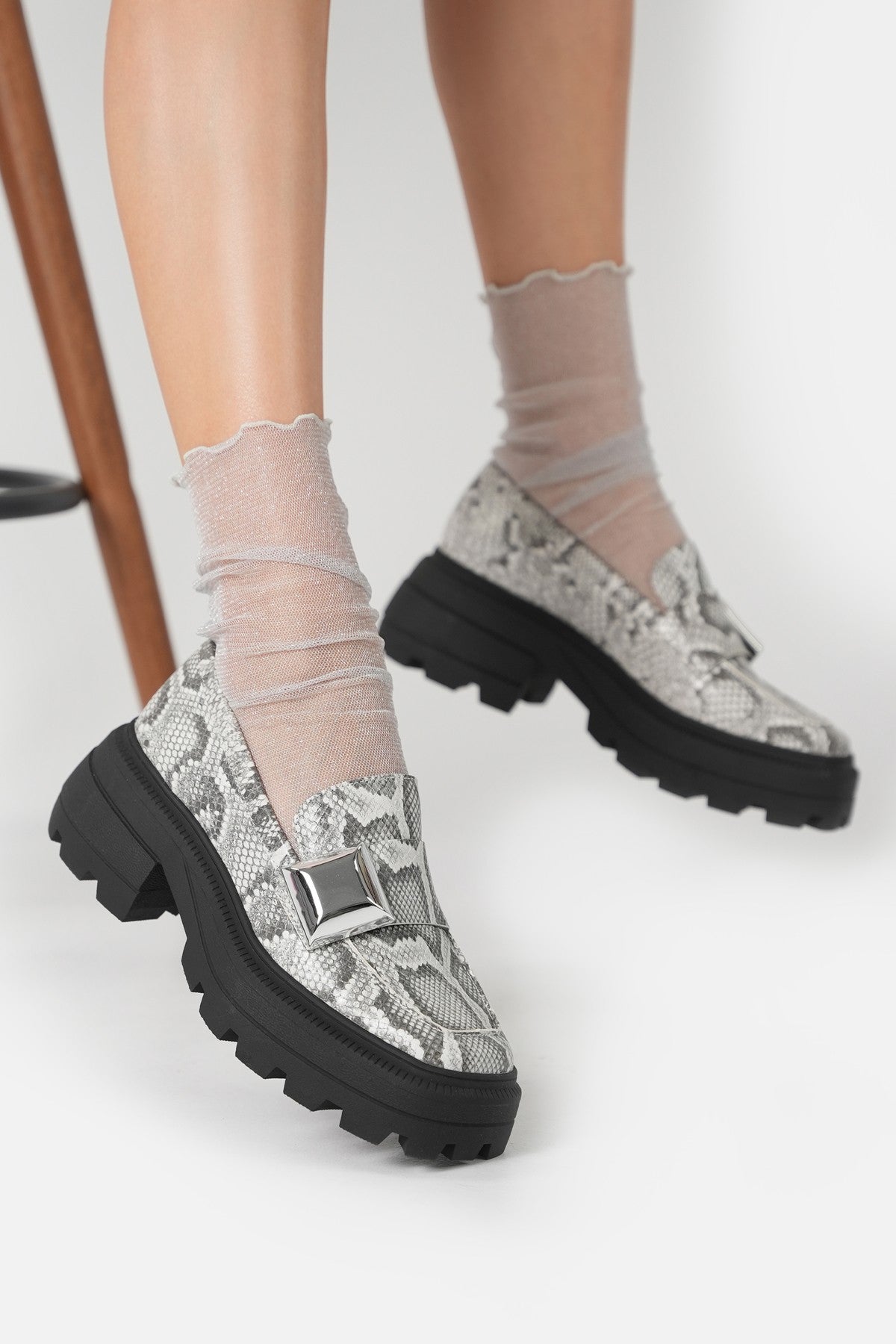 The Geli Combat Kadın Siyah Multi Loafer