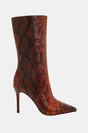 The Revival Kadın Kızıl Multi Yılan Desenli Topuklu Çizme