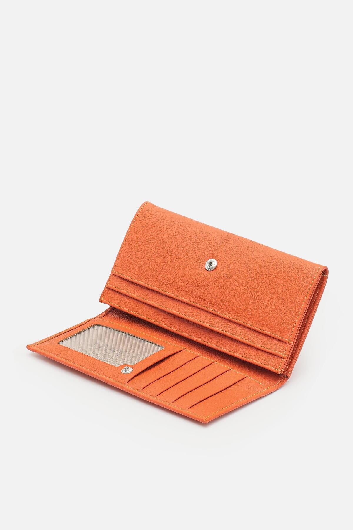 %100 Gerçek Deri %100 Hakiki Deri Kadın Turuncu Cüzdan