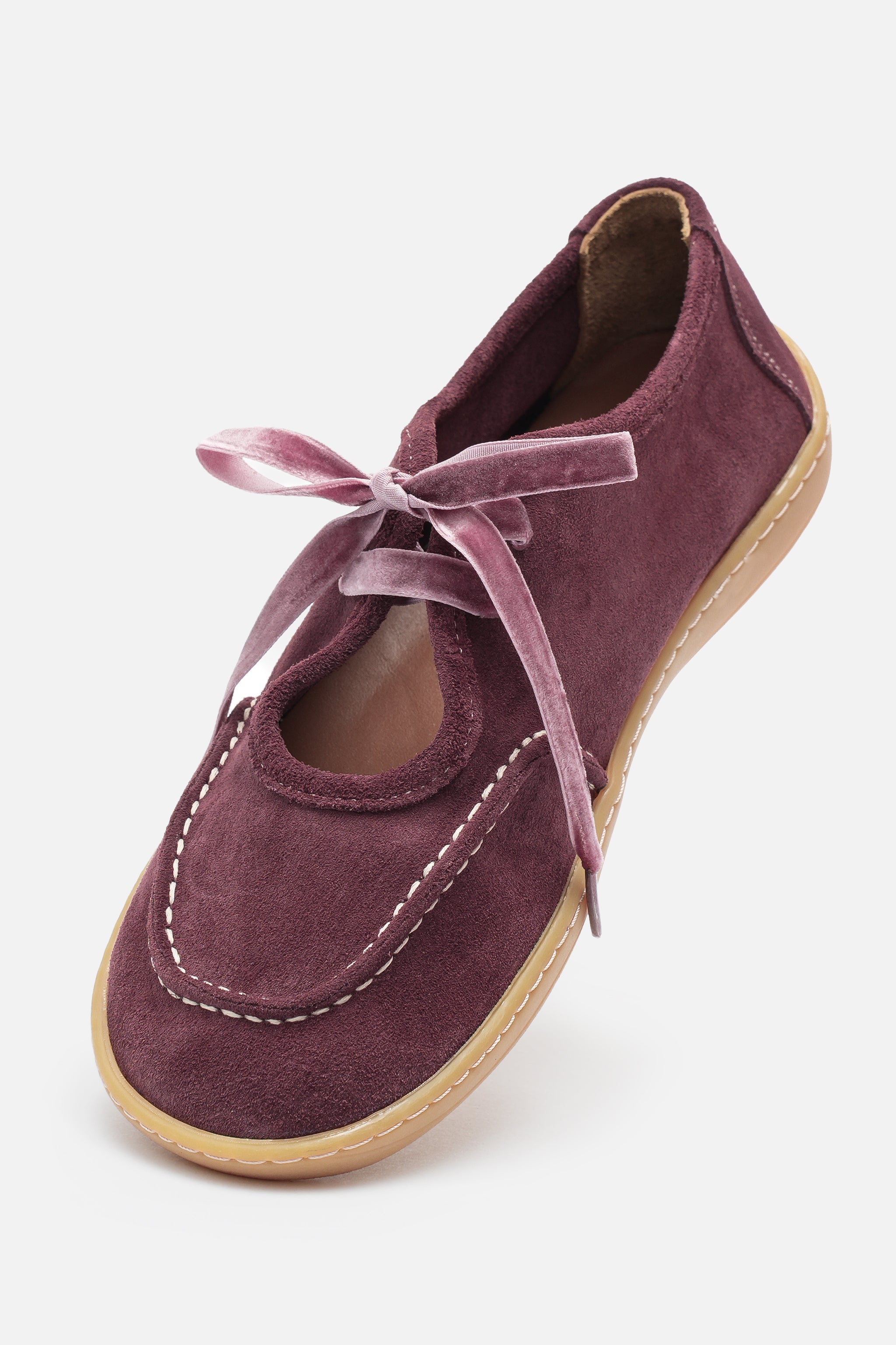 Lune Ballet Barefoot Hakiki Süet Deri Bordo Babet