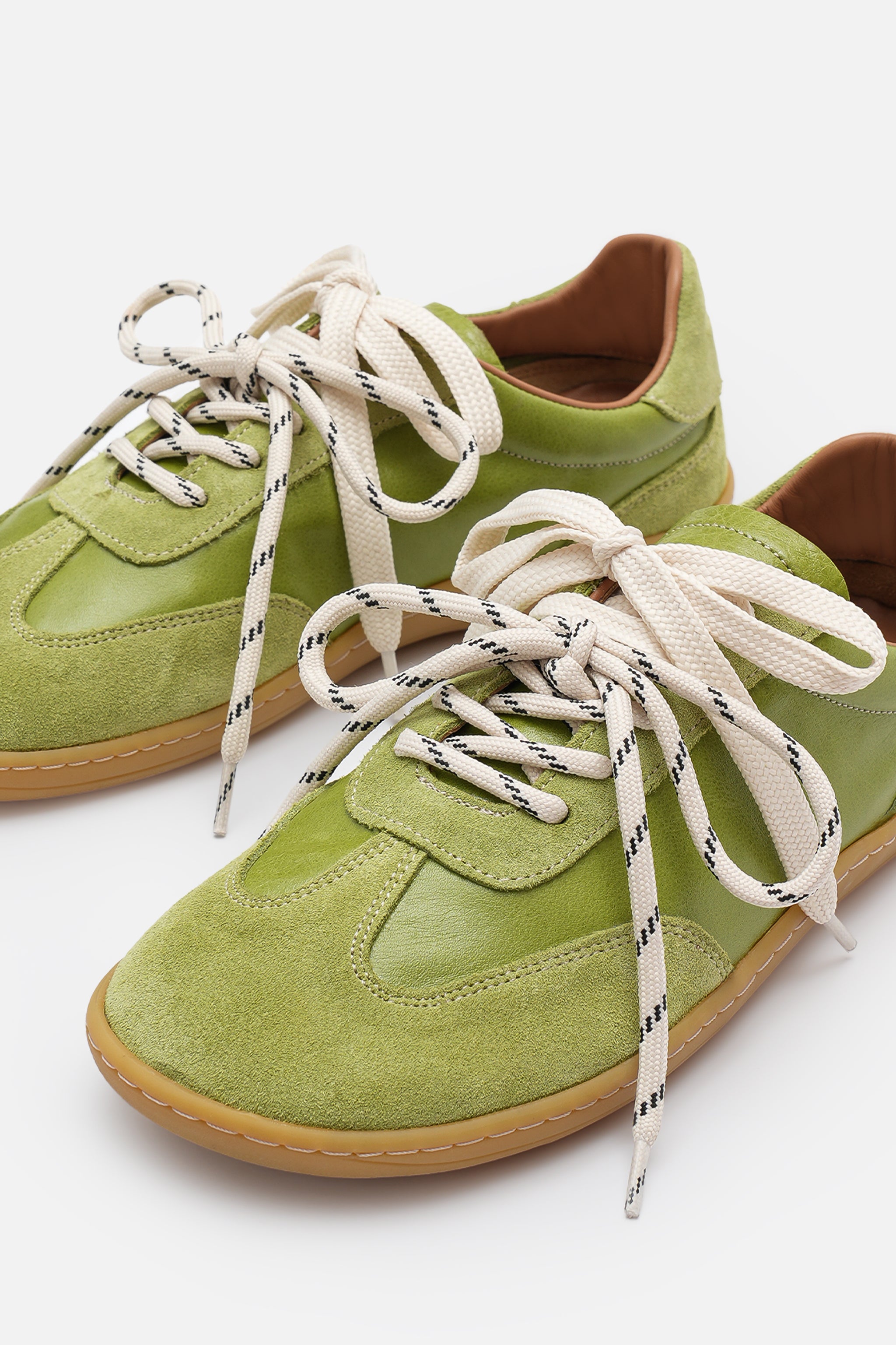 MIU MIU オリーブグリーン スニーカー Miu Ballerina Barefoot Hakiki Deri Yağ Yeşili Sneaker – BESTYLE